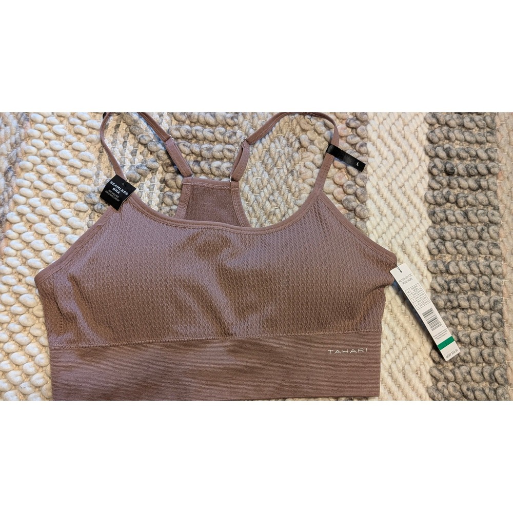 NWT Tahari Seamless Sports Bra Rose Taupe size Large active wear